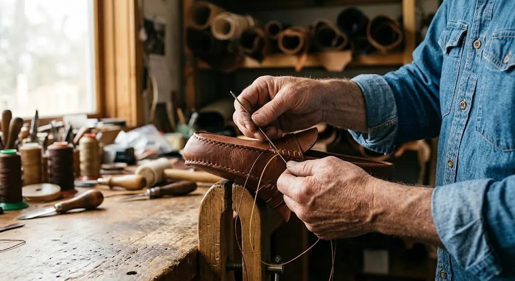 The apron is closed by hand.